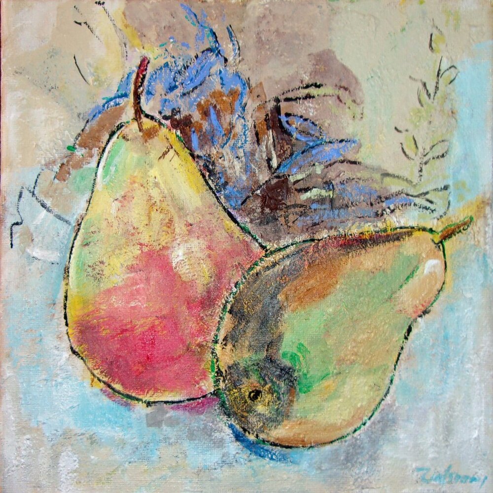 Original Pear Painting Kitchen Wall Art